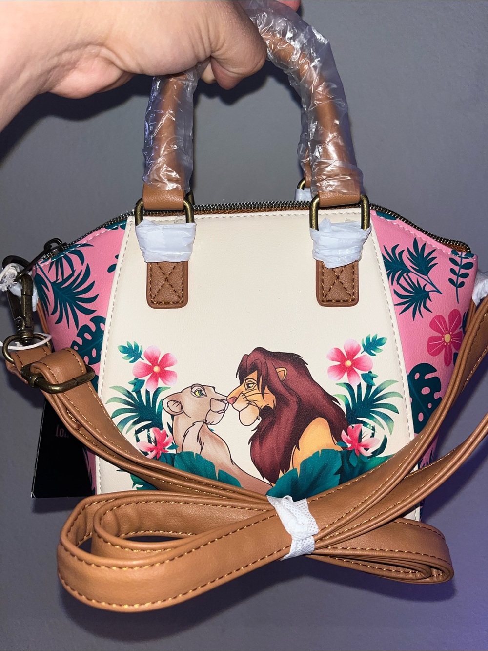 Loungefly Disney The Lion King Floral Mini Handbag - Pink, Cream & Tan - Picture 2 of 3